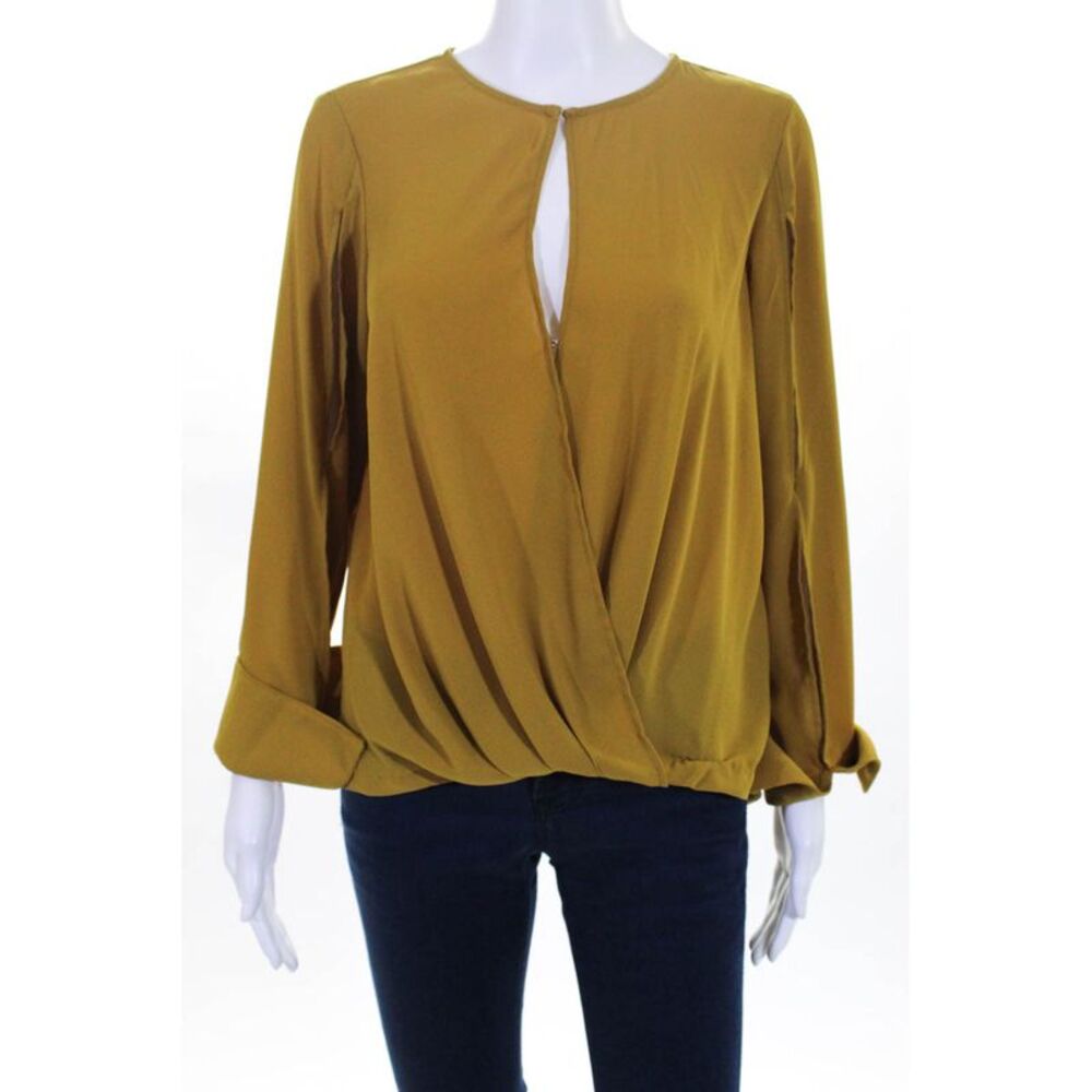 Fifteen Twenty Womens Split Sleeve Wrap Top Yellow Size Small 11326781